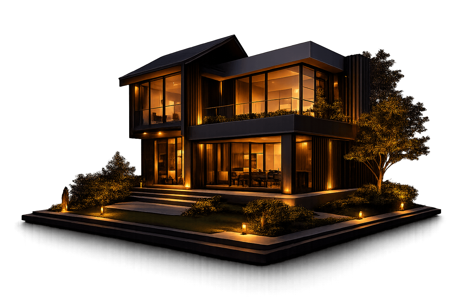 Home with lights on